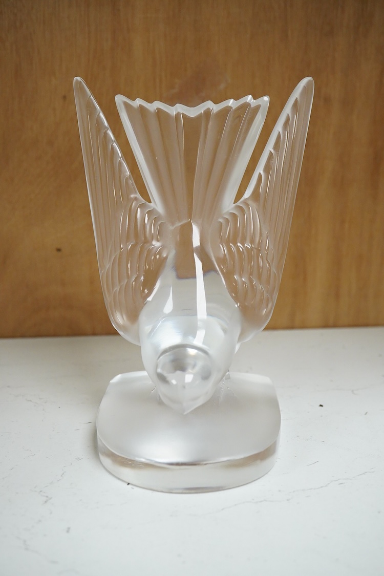 A Lalique frosted glass dove bookend, post-war, 15.5cm